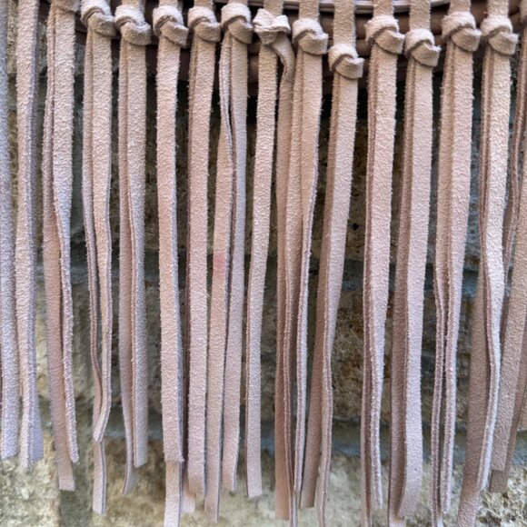 Antik Kraft Pink Macramé Crossbody Bag with Fringe - Picture 4 of 6